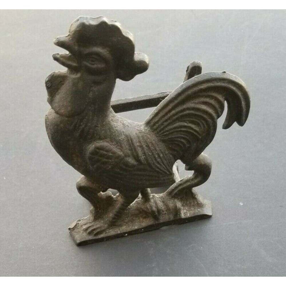 Vintage Cast Iron Rooster Napkin, Letter, Cookbook Holder Door Stop